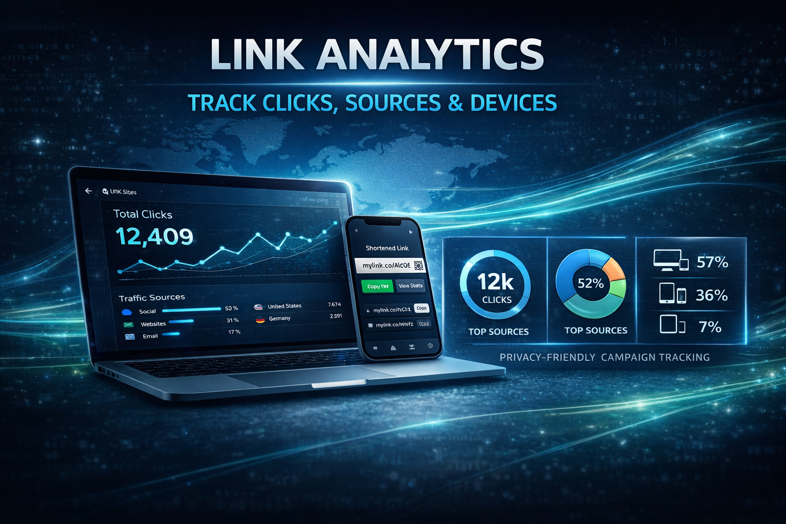 Analysis-style illustration for link and visitor data